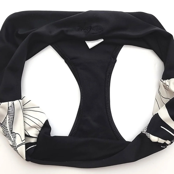 Skye 2 Piece Women Bikini Halter Tankini Swimsuit Black Cream Floral Print  Sz L - Picture 7 of 16